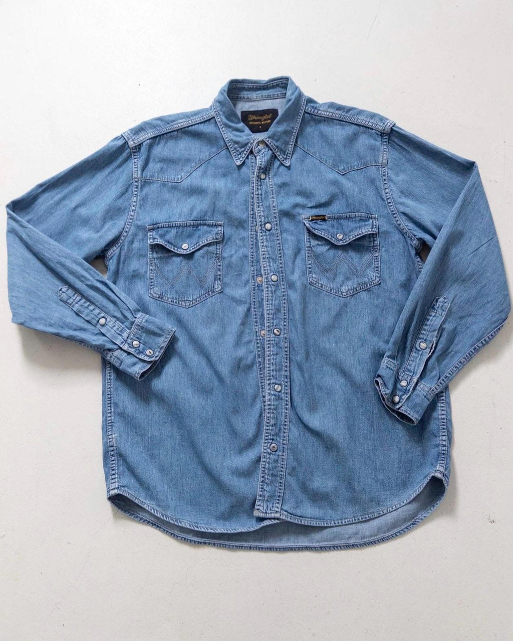 Wrangler Jeanshemd L 90s Vintage Mid Blue Oversized Denim Shirt