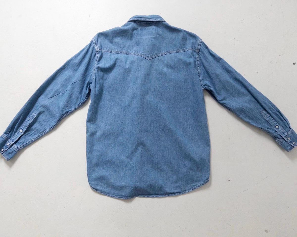 Wrangler Jeanshemd L 90s Vintage Mid Blue Oversized Denim Shirt