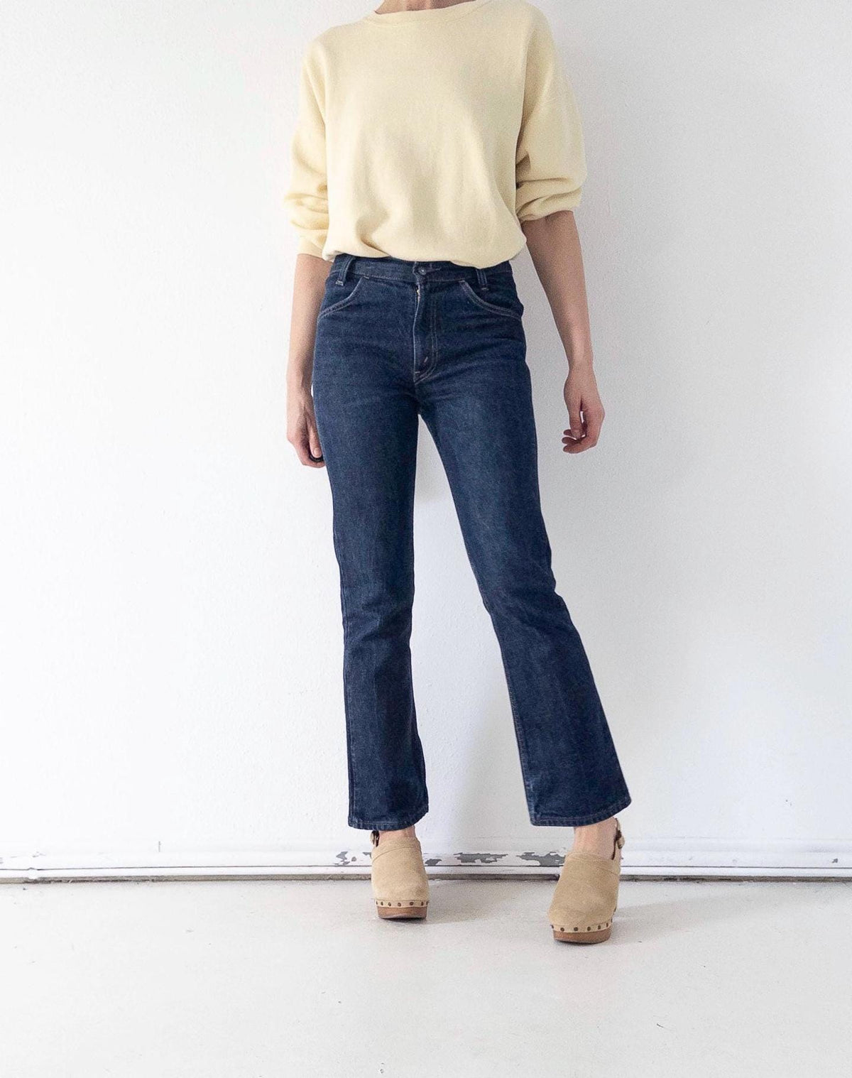 Levis 646 W27 L32 Bell Bottoms 90s Vintage Orange Tab Flared Denim Dark Wash Boot Cut Made in UK 1997