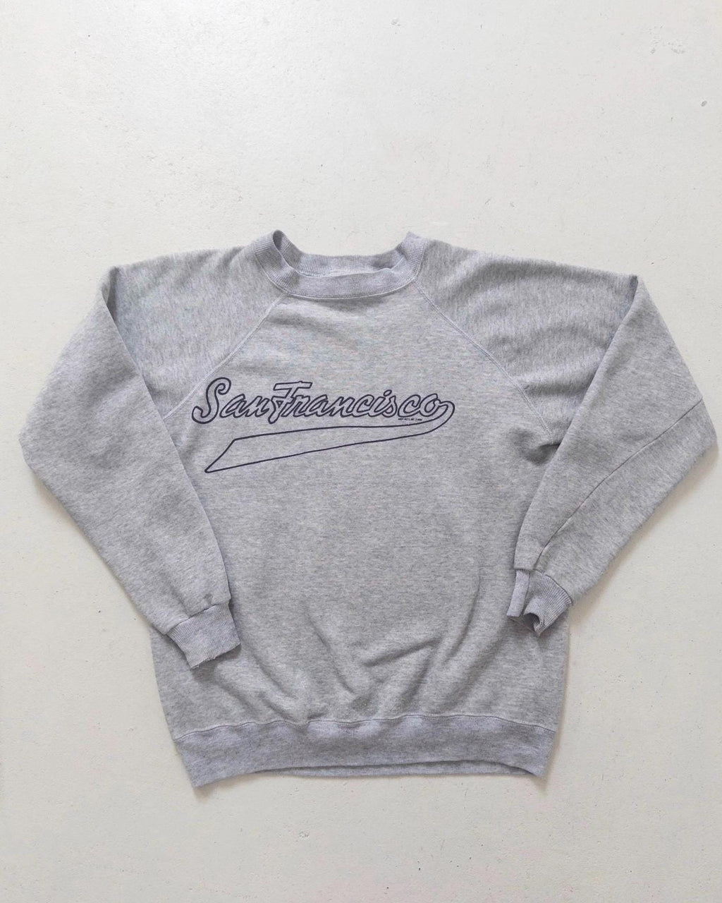 Hanes Sweatshirt M 90s Vintage San Francisco Heather Grey Raglan Sweater Made in USA 1993