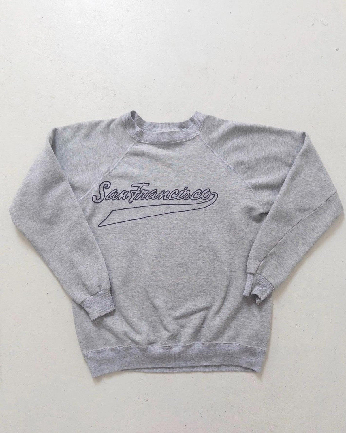 Hanes Sweatshirt M 90s Vintage San Francisco Heather Grey Raglan Sweater Made in USA 1993