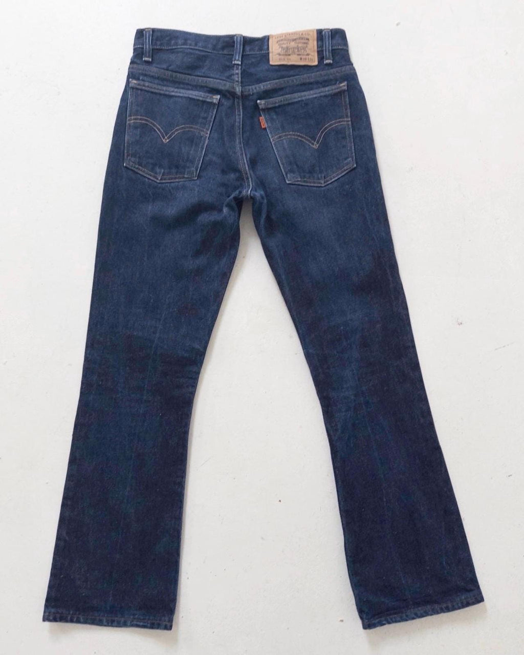 Levis 646 W27 L32 Bell Bottoms 90s Vintage Orange Tab Flared Denim Dark Wash Boot Cut Made in UK 1997