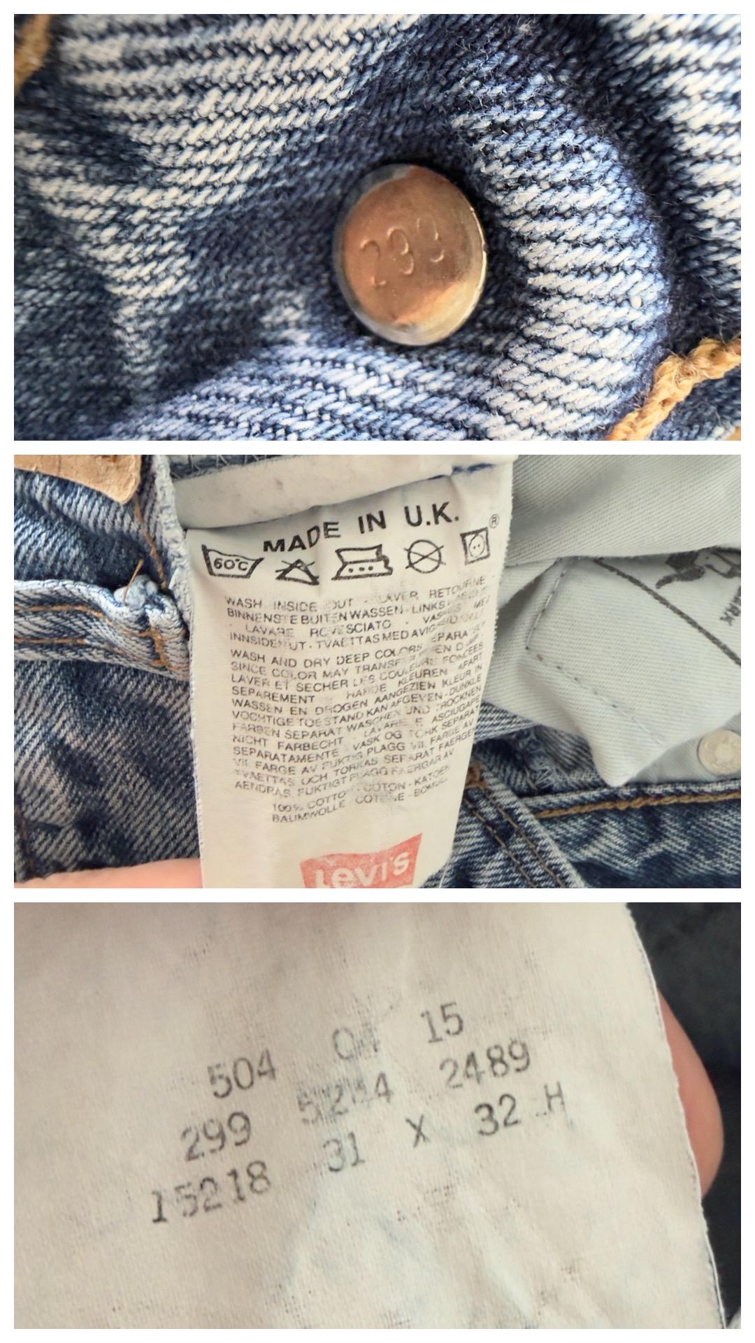 Levis 504 Jeans W30 L33 80s Vintage Faded Mid to Light Wash High Waist Relaxed Fit Loose Denim 1989