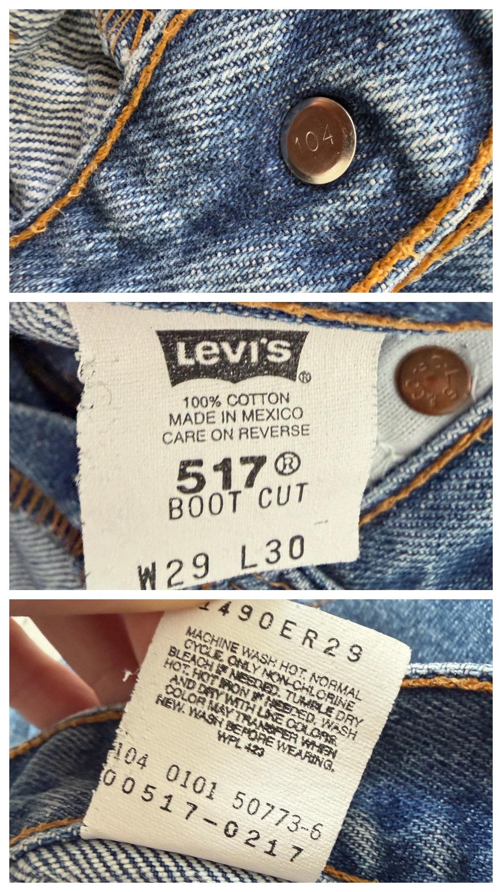 Levis 517 Flared Jeans W27-28 L30 00s Vintage Faded Dark Blue Boot Cut Denim 2001