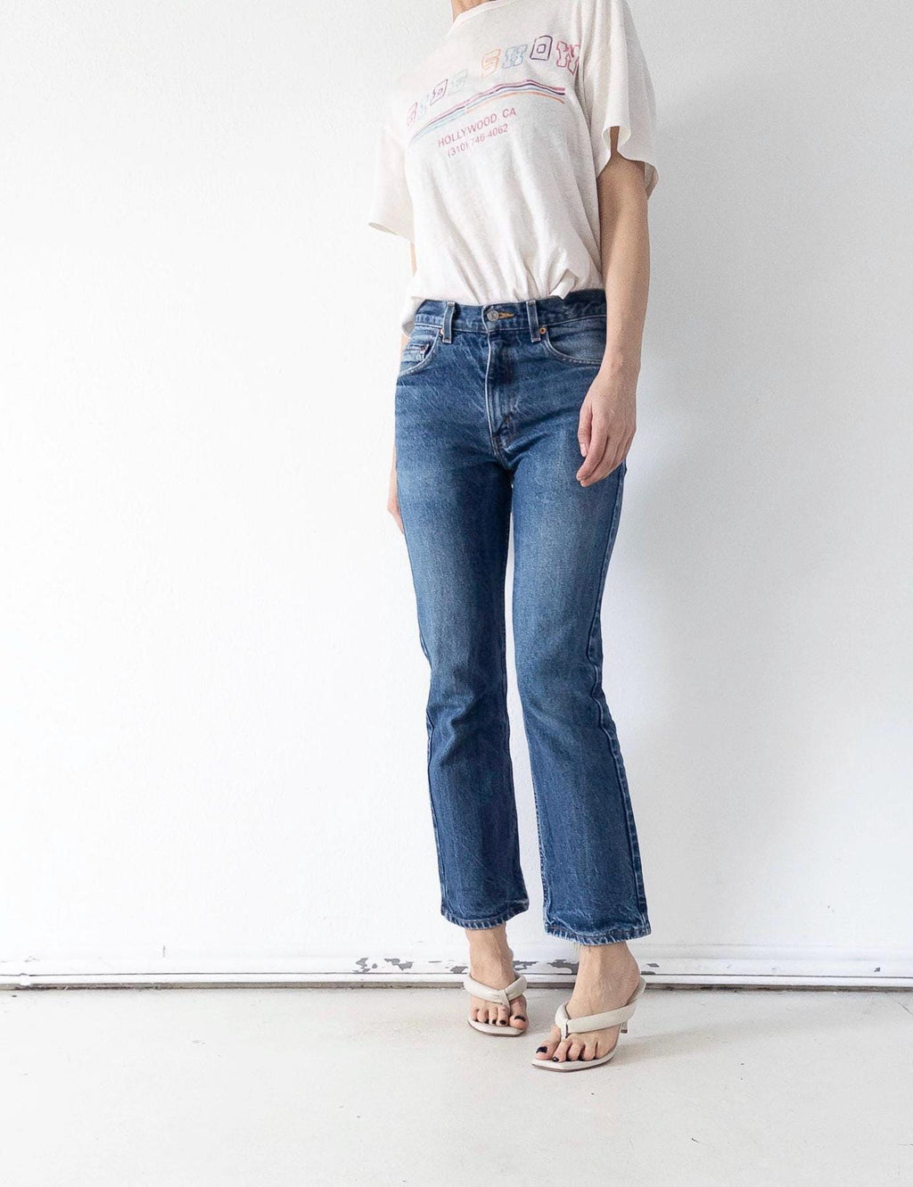 Levis 517 Flared Jeans W27-28 L30 00s Vintage Faded Dark Blue Boot Cut Denim 2001