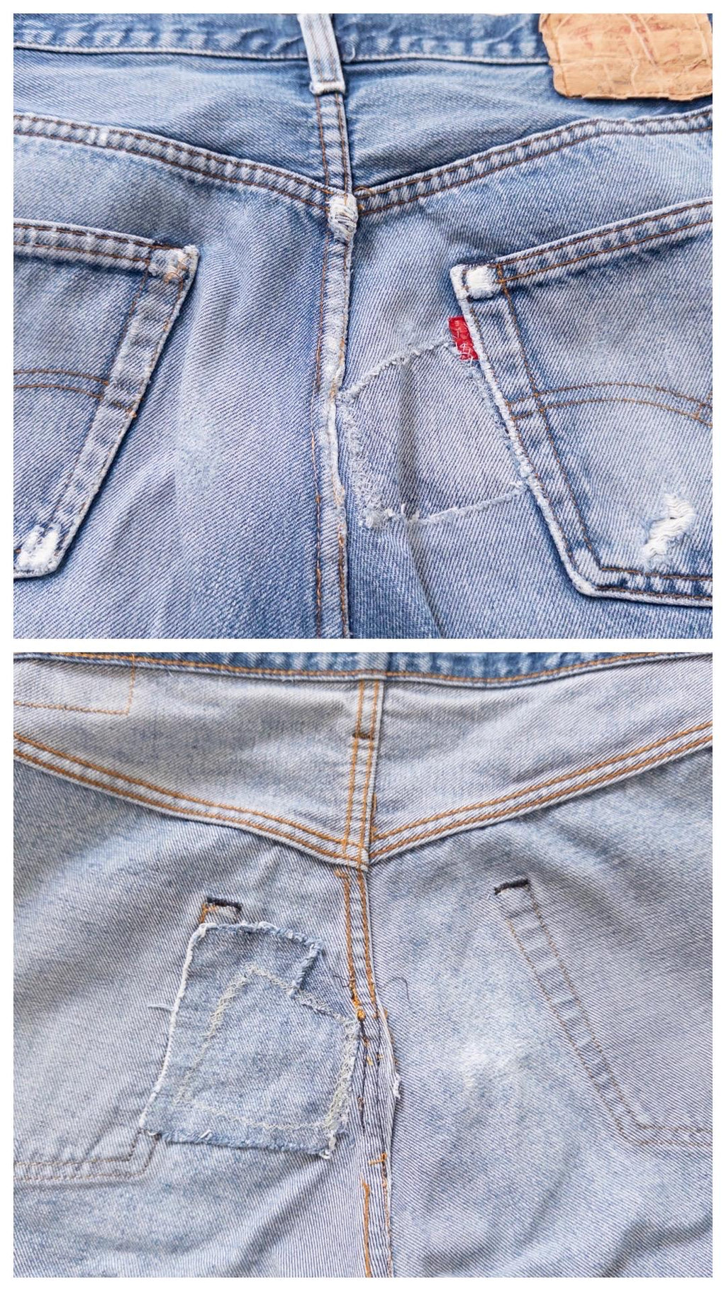 Vintage Levis 501 Selvedge Redline W29-30 L33 80s Vintage faded Dark to Mid Blue Denim Distressed Paint Splattered Made in USA 1983
