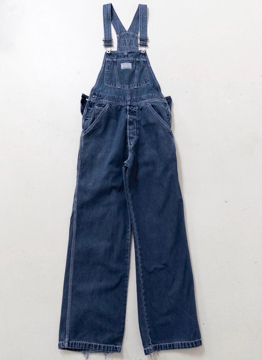 90s Vintage Levis Latzhose 665 S W26-27 Dark Blue Overall Relaxed Loose Fit Dungarees 1996