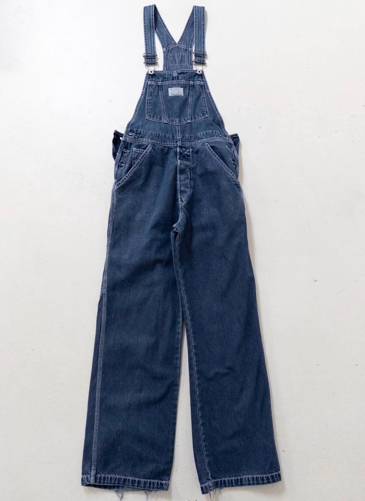 90s Vintage Levis Latzhose 665 S W26-27 Dark Blue Overall Relaxed Loose Fit Dungarees 1996