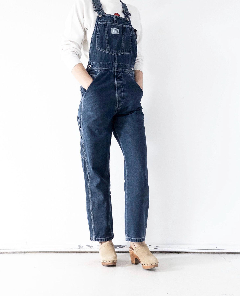 90s Vintage Levis Latzhose 665 S W26-27 Dark Blue Overall Relaxed Loose Fit Dungarees 1996