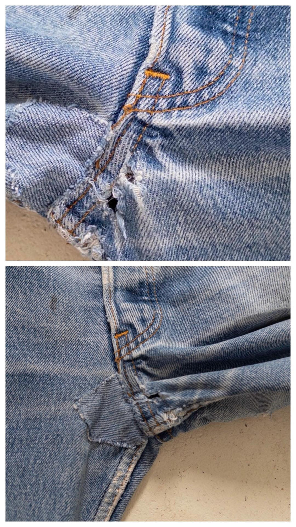 Levis 501 Jeans W31 L33 80s Vintage Made in USA Faded Mid Blue Distressed Denim 1983