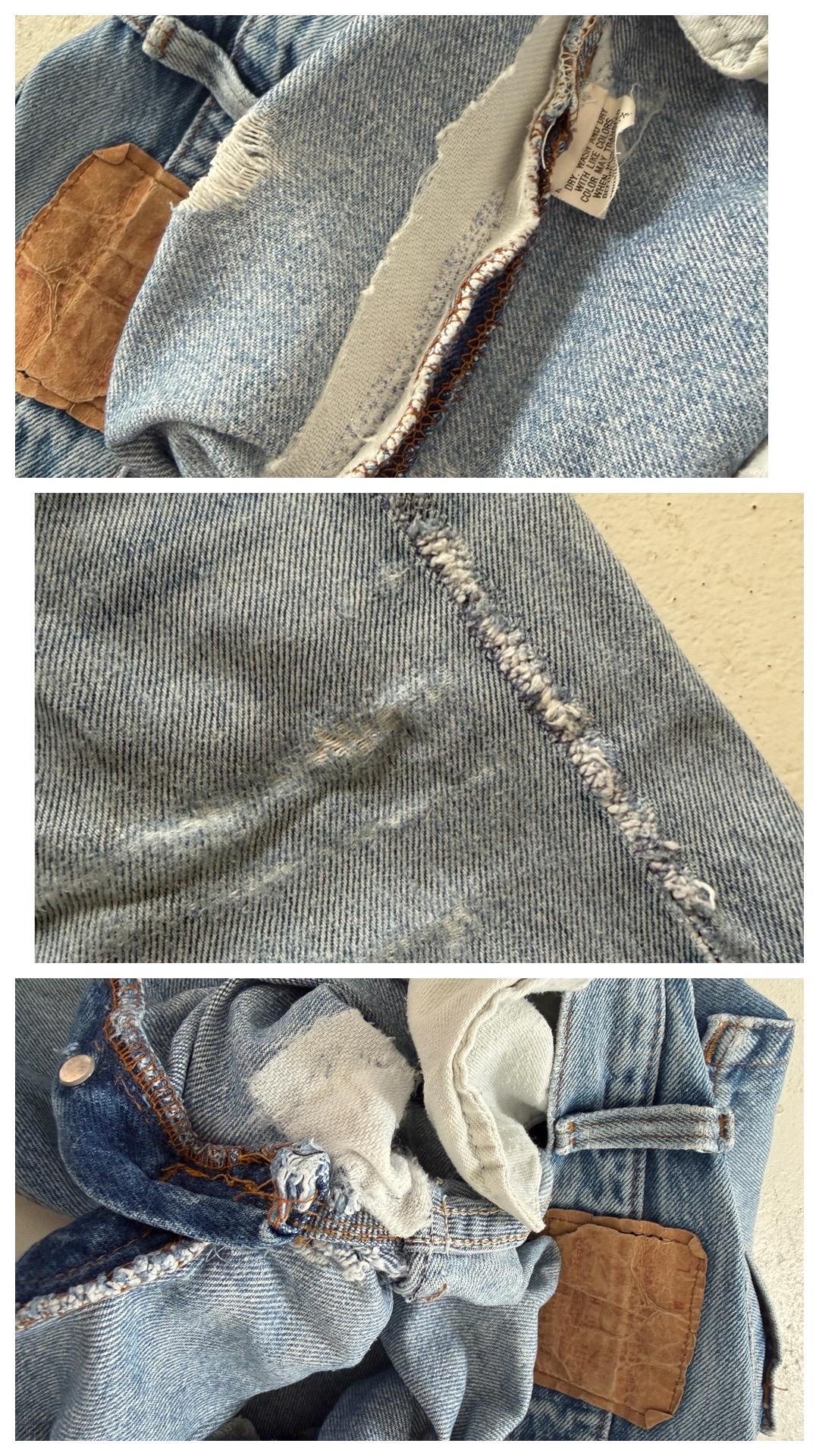 Levis 501 Jeans W31 L33 80s Vintage Made in USA Faded Mid Blue Distressed Denim 1983