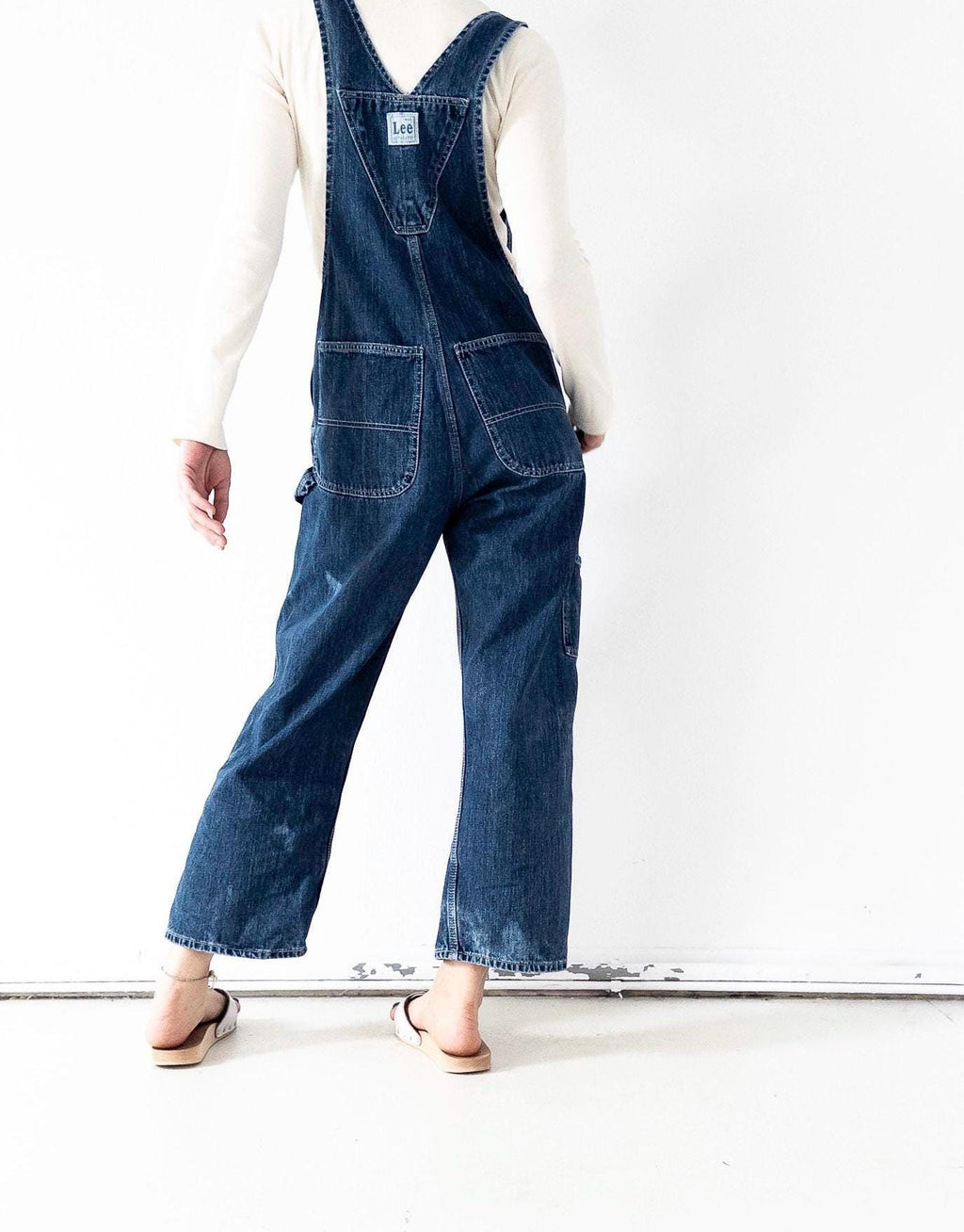 90s Vintage Lee Latzhose S W26-27 Distressed Dark Blue Overall Sunfaded Dungarees 1997 Made in USA
