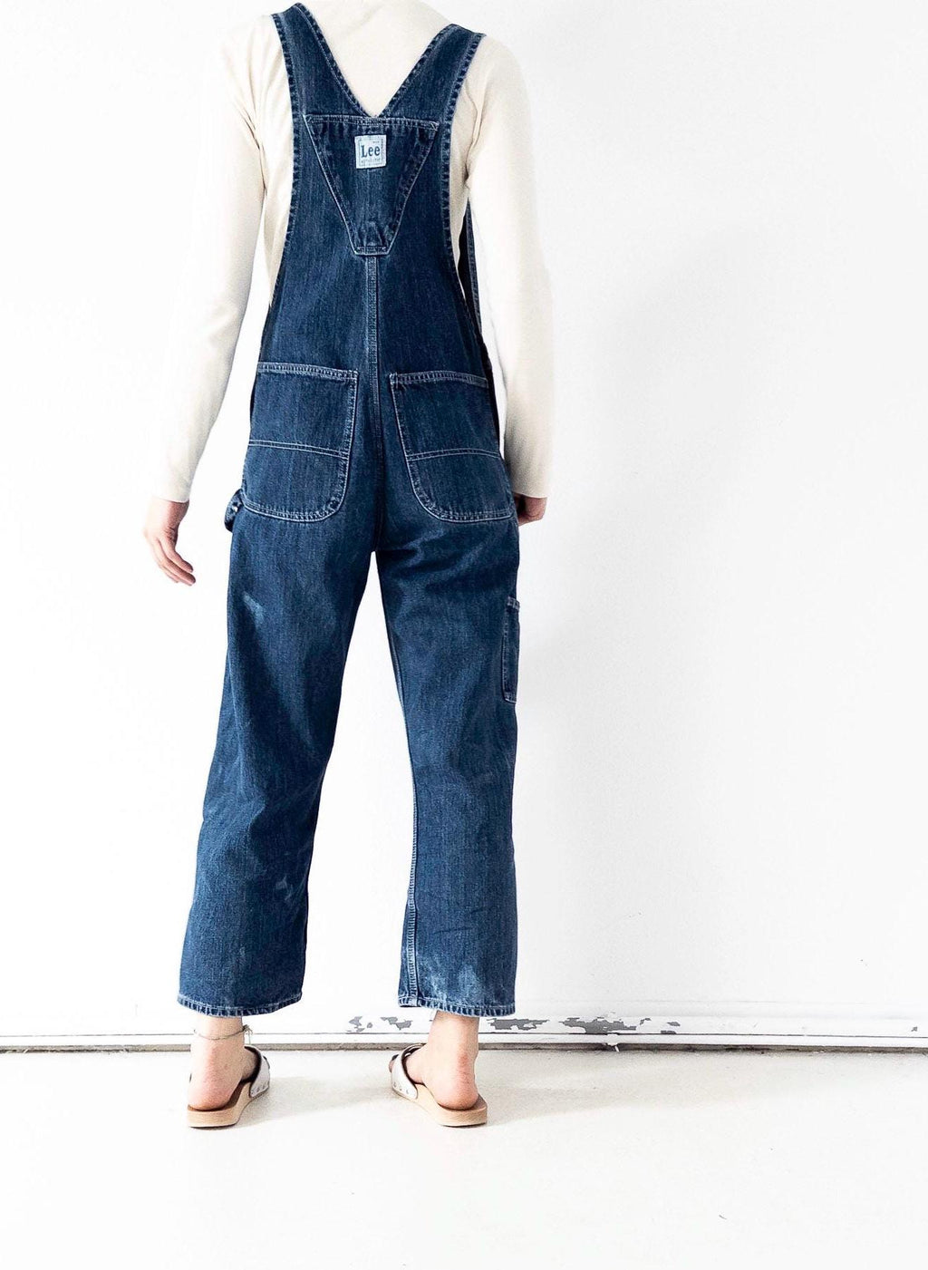 90s Vintage Lee Latzhose S W26-27 Distressed Dark Blue Overall Sunfaded Dungarees 1997 Made in USA