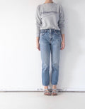 Wrangler Slim Jeans W27 L30 90s Vintage Distressed Faded Light to Mid Blue Straight Leg Denim