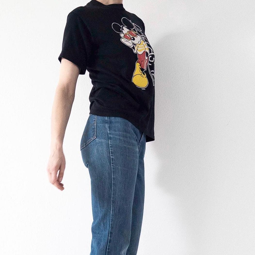 Velva Sheen T‑Shirt S Disney Micky Maus Black Faded 80s 90s Vintage Single Stitch Made in USA