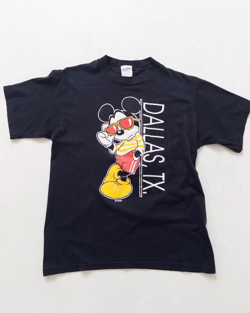Velva Sheen T‑Shirt S Disney Micky Maus Black Faded 80s 90s Vintage Single Stitch Made in USA