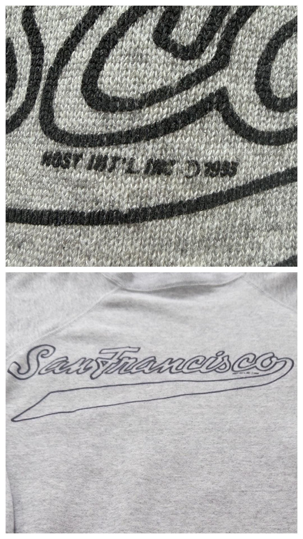 Hanes Sweatshirt M 90s Vintage San Francisco Heather Grey Raglan Sweater Made in USA 1993