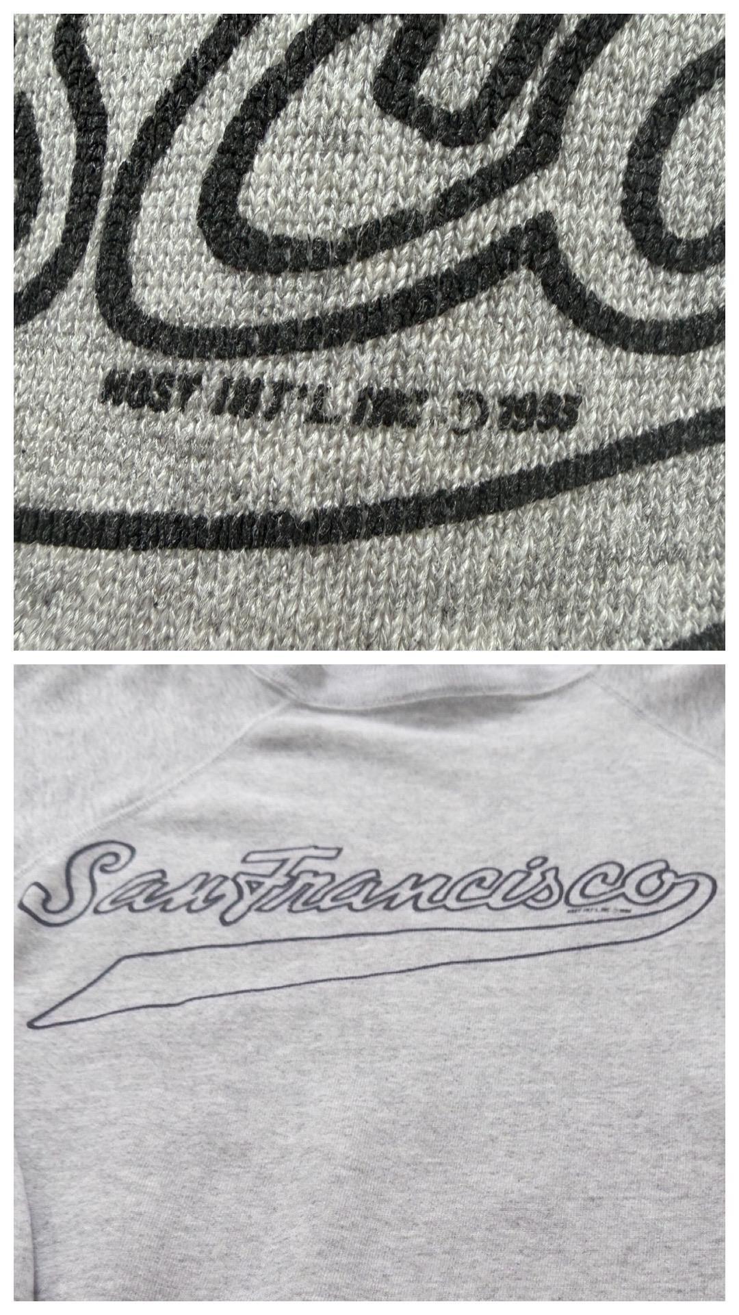 Hanes Sweatshirt M 90s Vintage San Francisco Heather Grey Raglan Sweater Made in USA 1993