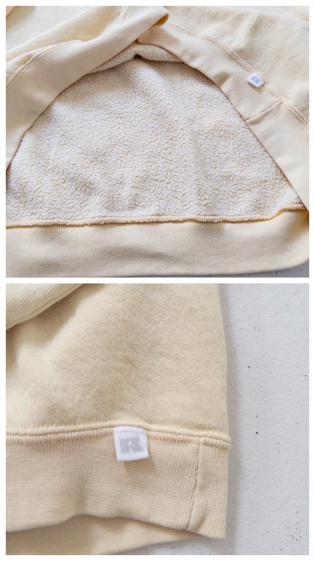 Russell Athletic Sweatshirt M Boxy Oversized Light Yellow Drop Shoulder Sweater 80s 90s Vintage