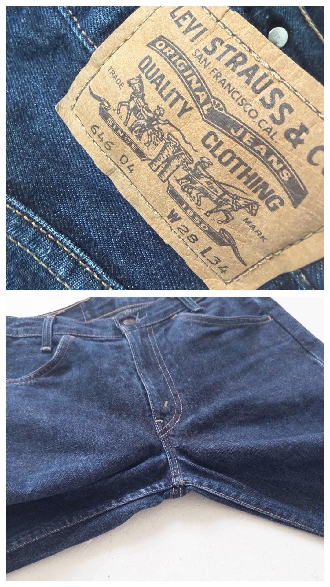 Levis 646 W27 L32 Bell Bottoms 90s Vintage Orange Tab Flared Denim Dark Wash Boot Cut Made in UK 1997