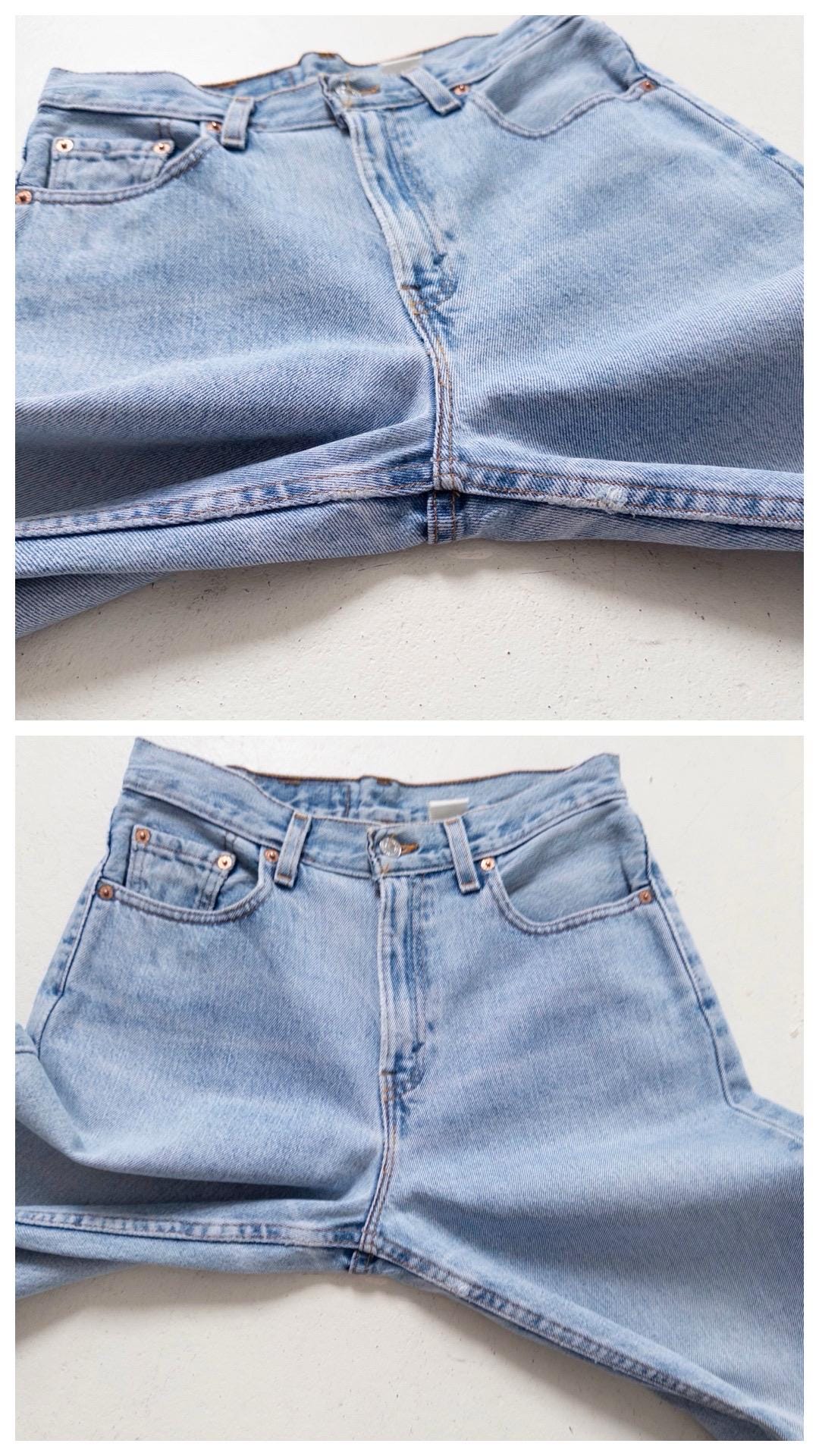 Levis 560 W31 L34 Made in USA 90s Vintage Faded Light Blue Loose Fit Denim