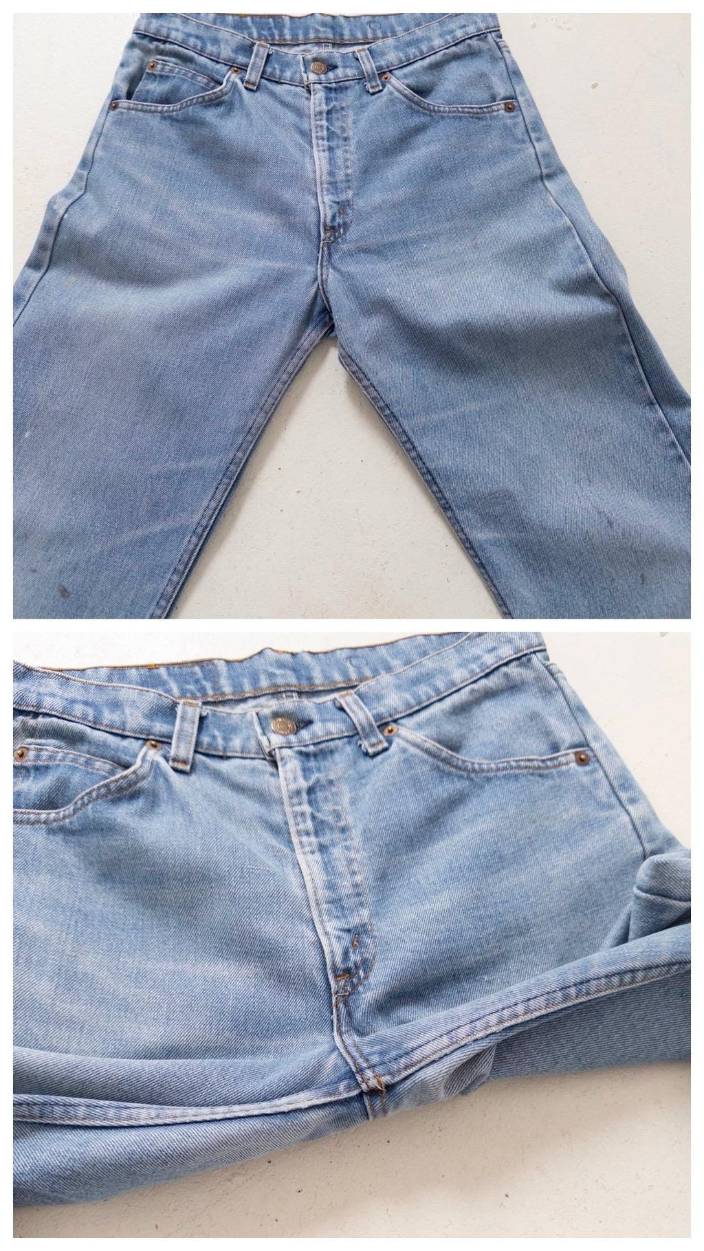 Reserviert für Eva****Levis 505 W29-30 L32 Orange Tab Jeans 70s Vintage Made in USA Faded Light to Mid Blue Painter Denim 1978