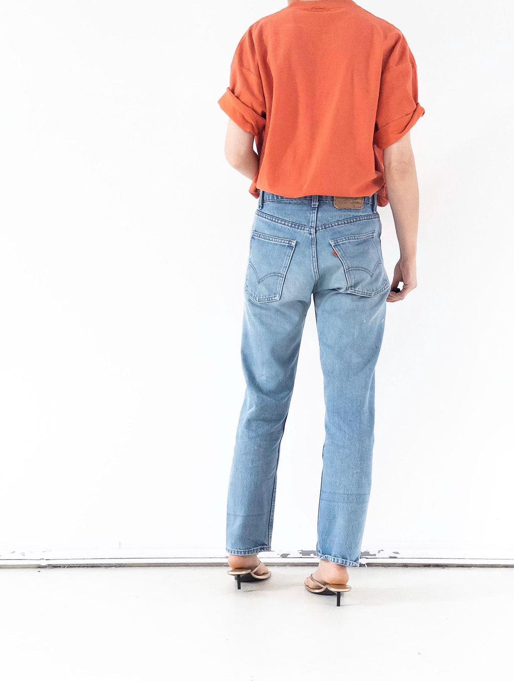 Reserviert für Eva****Levis 505 W29-30 L32 Orange Tab Jeans 70s Vintage Made in USA Faded Light to Mid Blue Painter Denim 1978