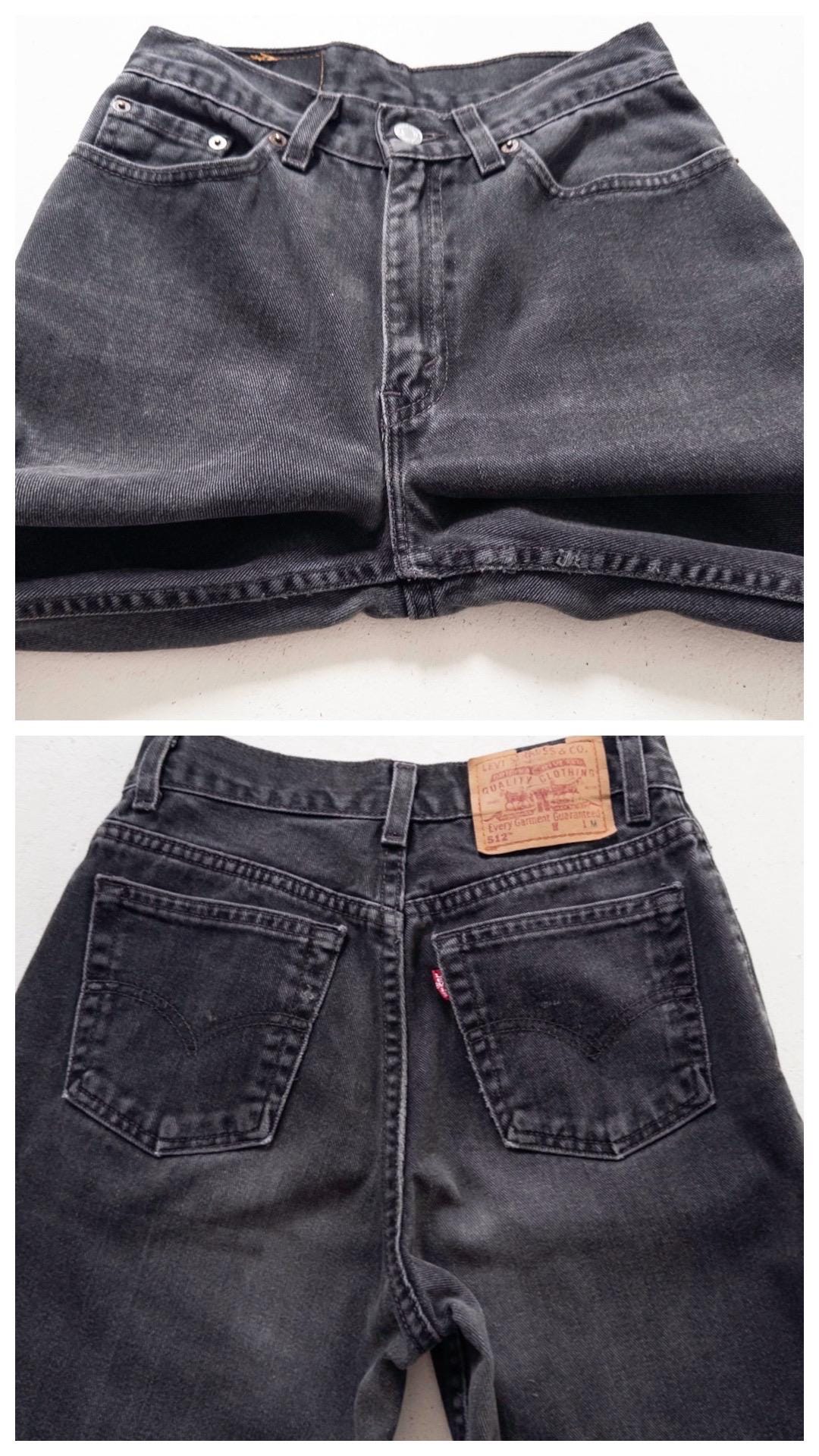 Levis 512 W25 L32 90s Vintage Made in USA Faded Black Slim Denim