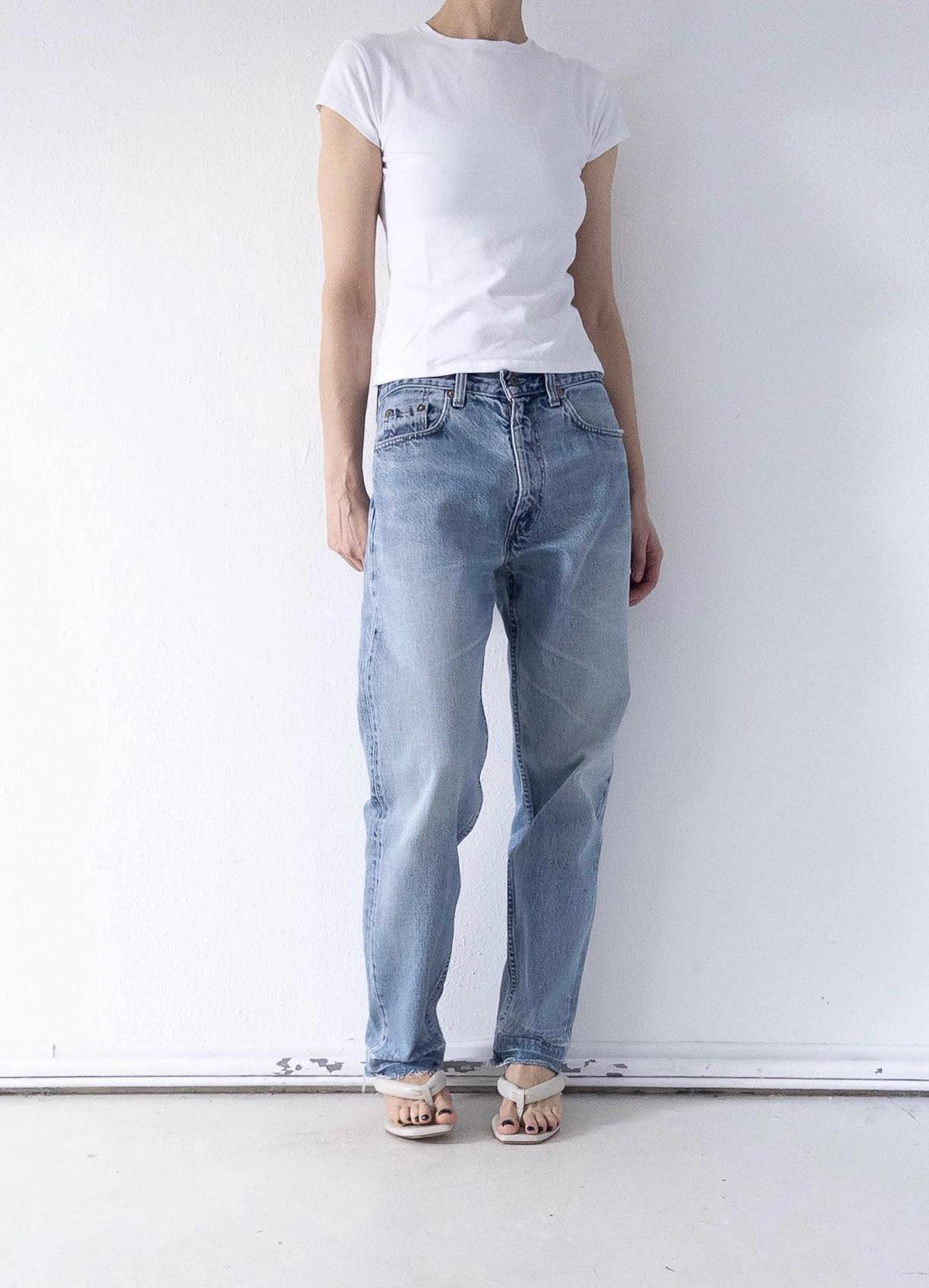 Levis 504 Jeans W30 L33 80s Vintage Faded Mid to Light Wash High Waist Relaxed Fit Loose Denim 1989