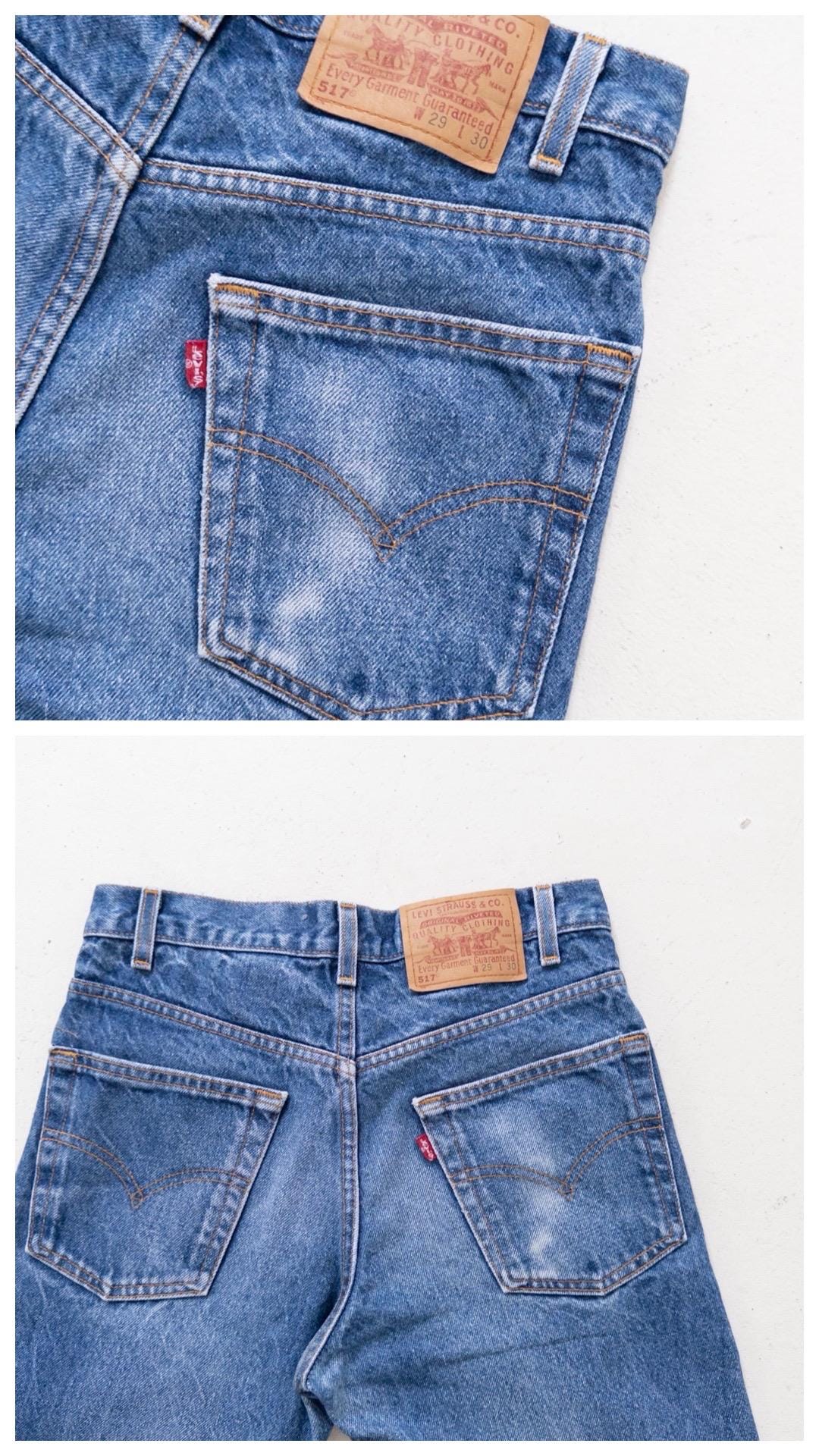 Levis 517 Flared Jeans W27-28 L30 00s Vintage Faded Dark Blue Boot Cut Denim 2001