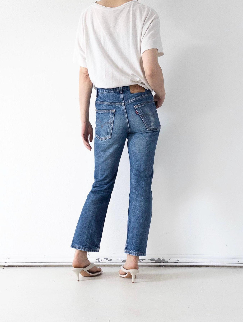 Levis 517 Flared Jeans W27-28 L30 00s Vintage Faded Dark Blue Boot Cut Denim 2001
