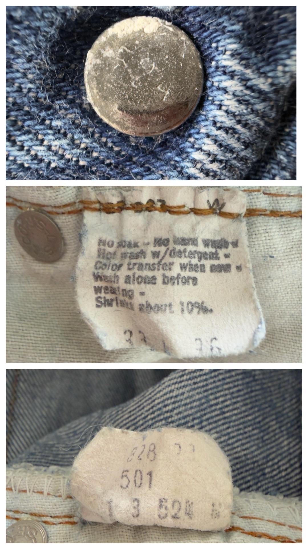 Vintage Levis 501 Selvedge Redline W29-30 L33 80s Vintage faded Dark to Mid Blue Denim Distressed Paint Splattered Made in USA 1983