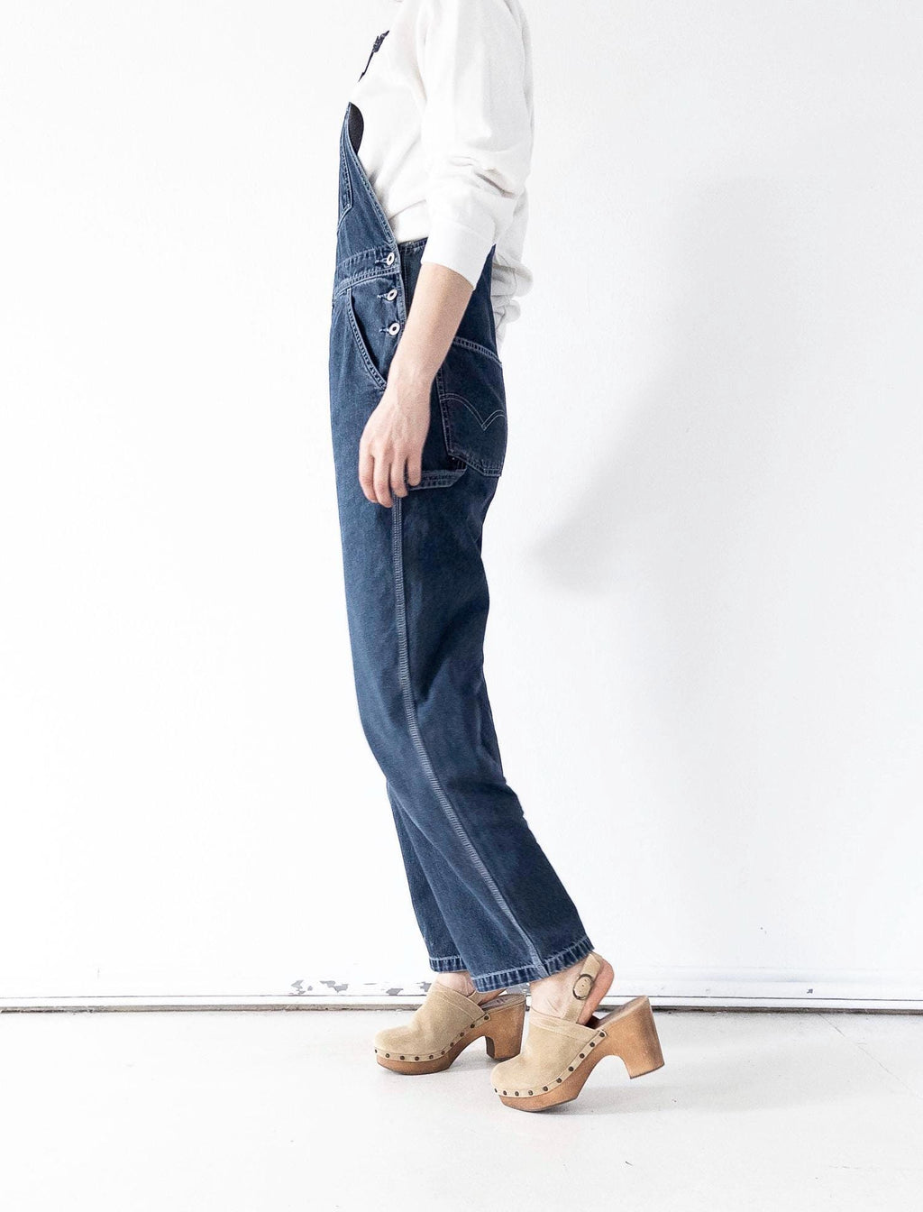 90s Vintage Levis Latzhose 665 S W26-27 Dark Blue Overall Relaxed Loose Fit Dungarees 1996