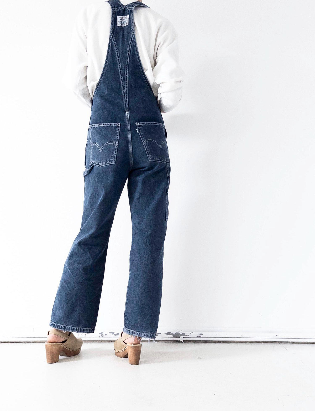 90s Vintage Levis Latzhose 665 S W26-27 Dark Blue Overall Relaxed Loose Fit Dungarees 1996