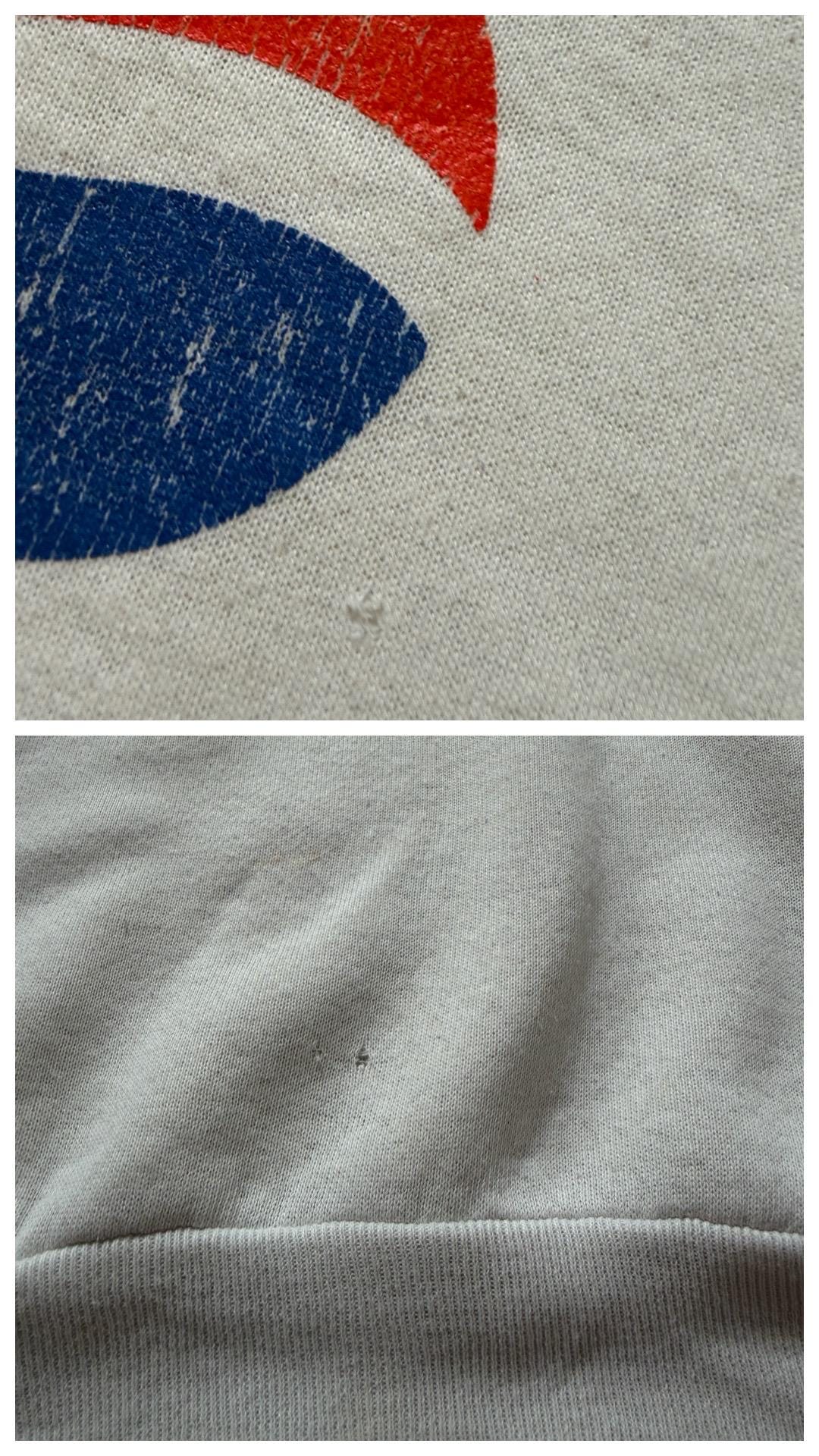 Fruit of the Loom Sweater L Pepsi Thrashed White Oversized Crewneck 80s Vintage Made in USA