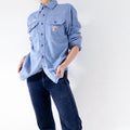 Carhartt Workwear Shirt S M Baby Blue Paint Splatters Buttondown Hemd