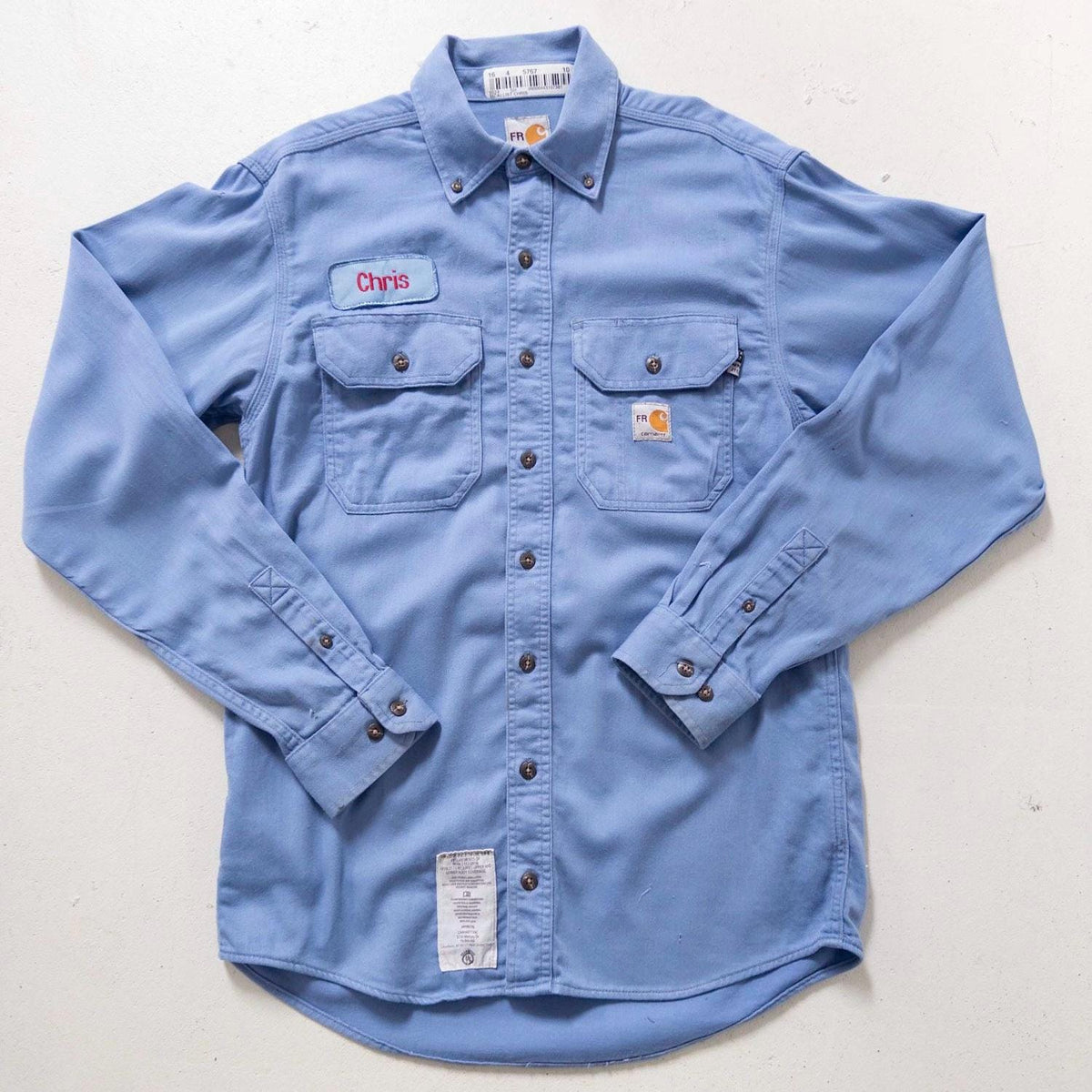 Carhartt Workwear Shirt S M Baby Blue Paint Splatters Buttondown Hemd