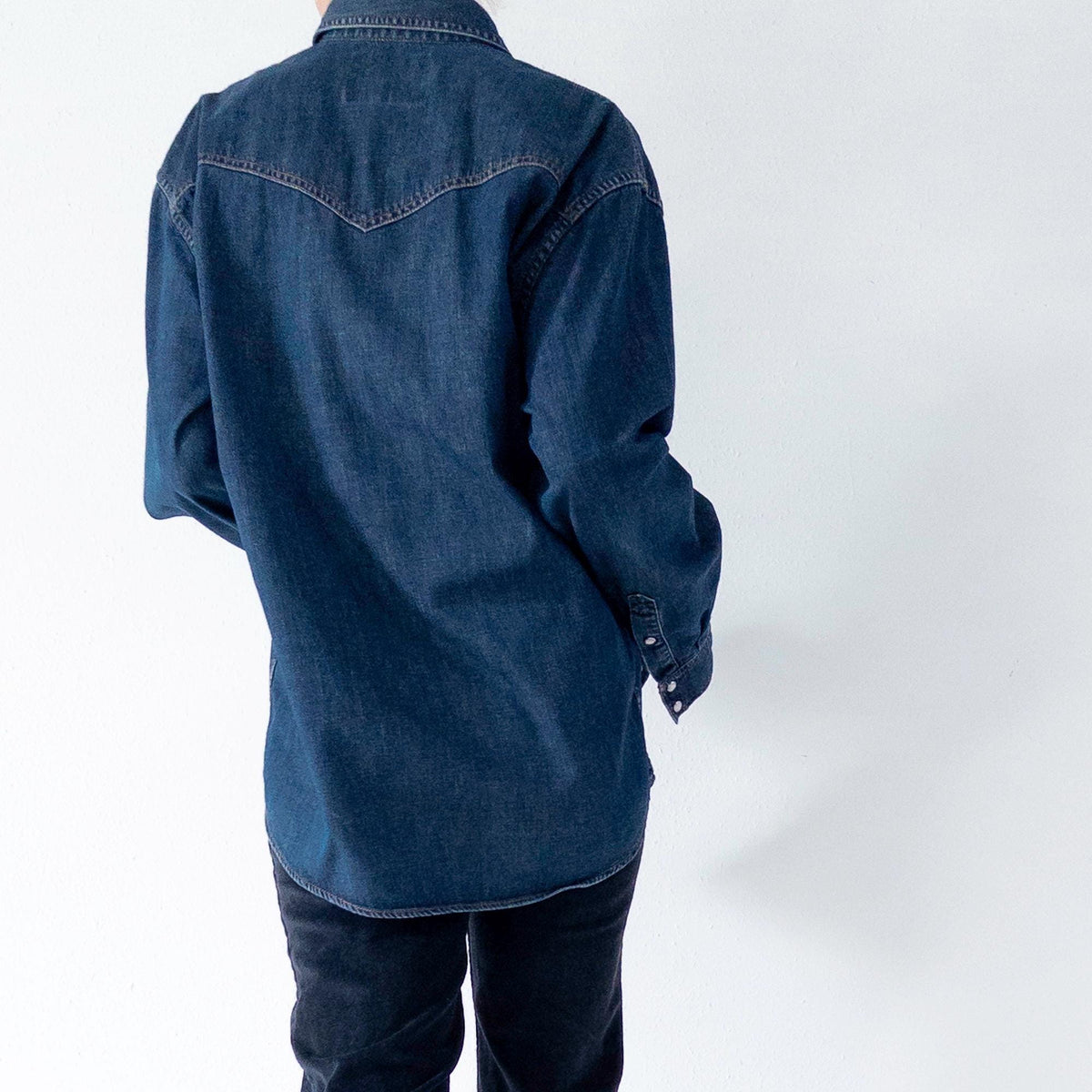 Wrangler Jeanshemd L 90s Vintage Faded Dark Blue Blue Oversized Denim Shirt