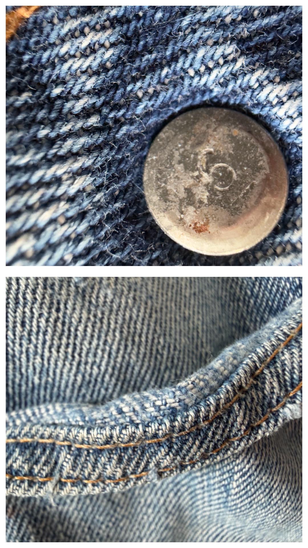 Levis 501 Selvedge Redline W37-38 L32 70s Vintage Single Stitch 6 Made in USA Paint Splattered Distressed Denim 1975