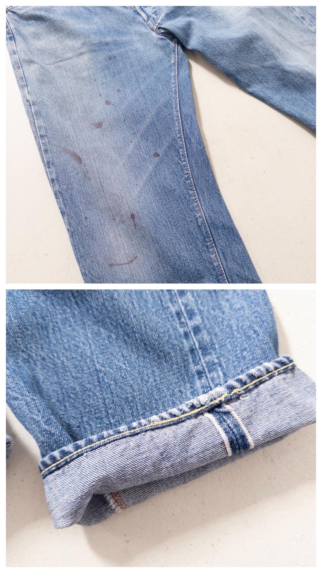 Levis 501 Selvedge Redline W37-38 L32 70s Vintage Single Stitch 6 Made in USA Paint Splattered Distressed Denim 1975