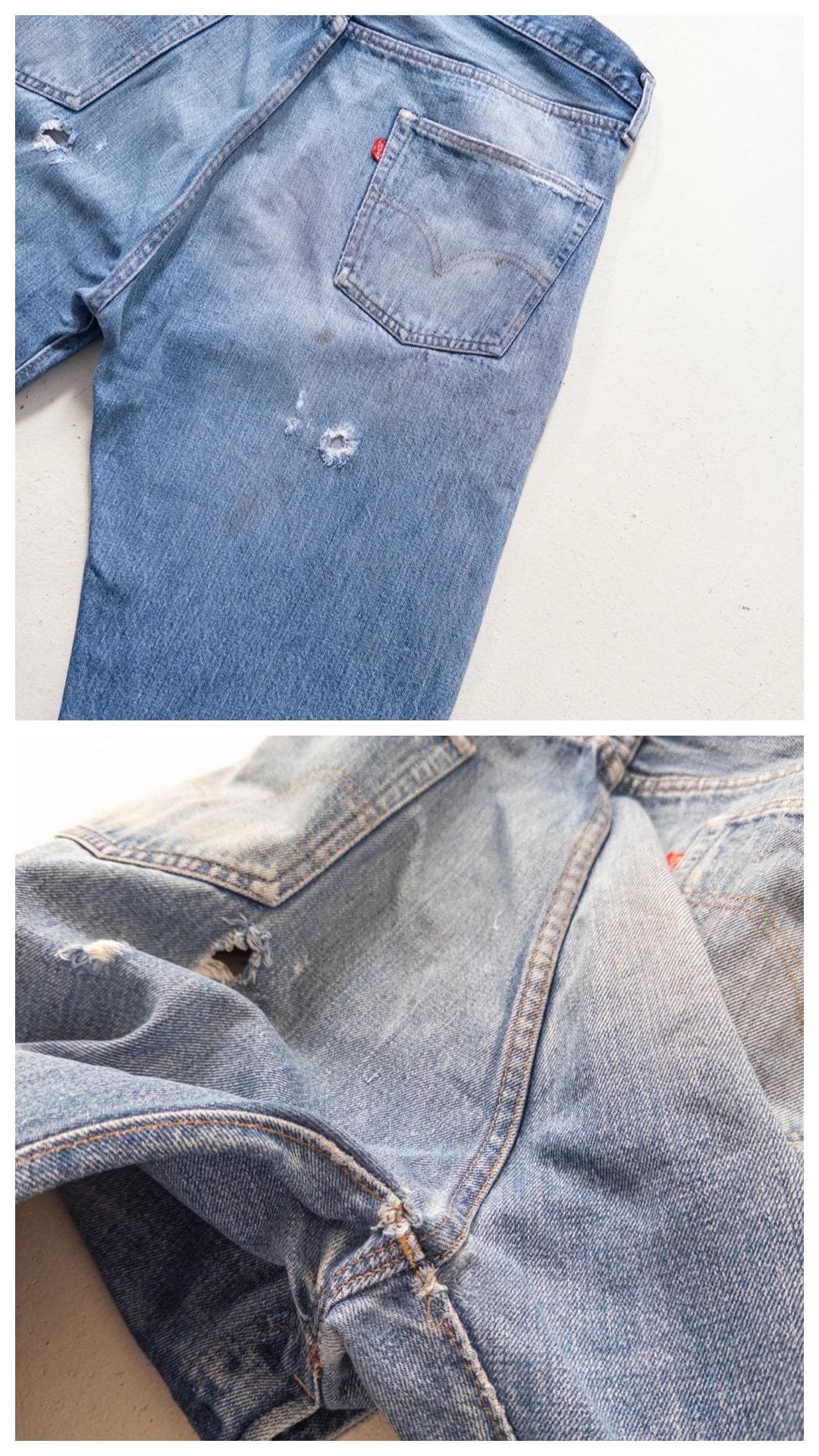 Levis 501 Selvedge Redline W37-38 L32 70s Vintage Single Stitch 6 Made in USA Paint Splattered Distressed Denim 1975