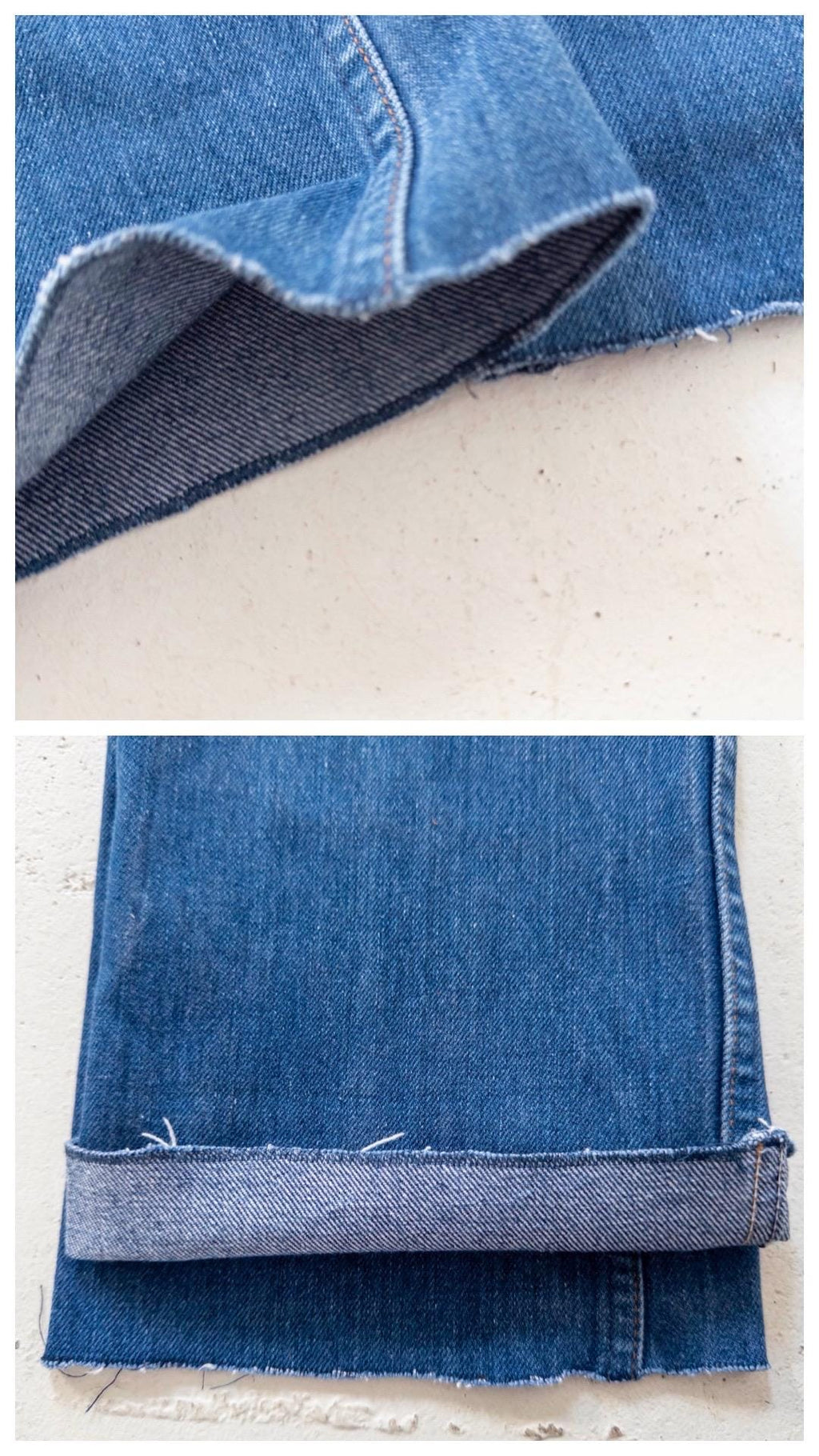 Levis 732 Flared Jeans W24 L29 Made in UK 70s Vintage Faded Dark Blue Bellbottoms