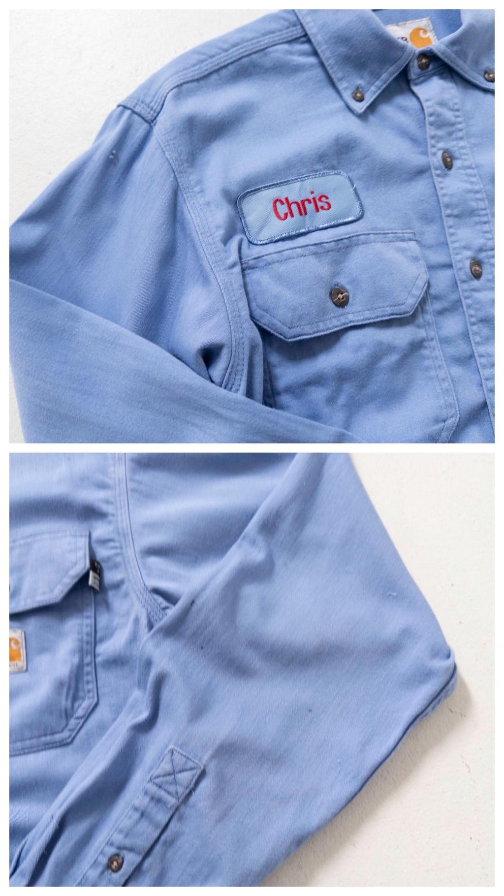 Carhartt Workwear Shirt S M Baby Blue Paint Splatters Buttondown Hemd