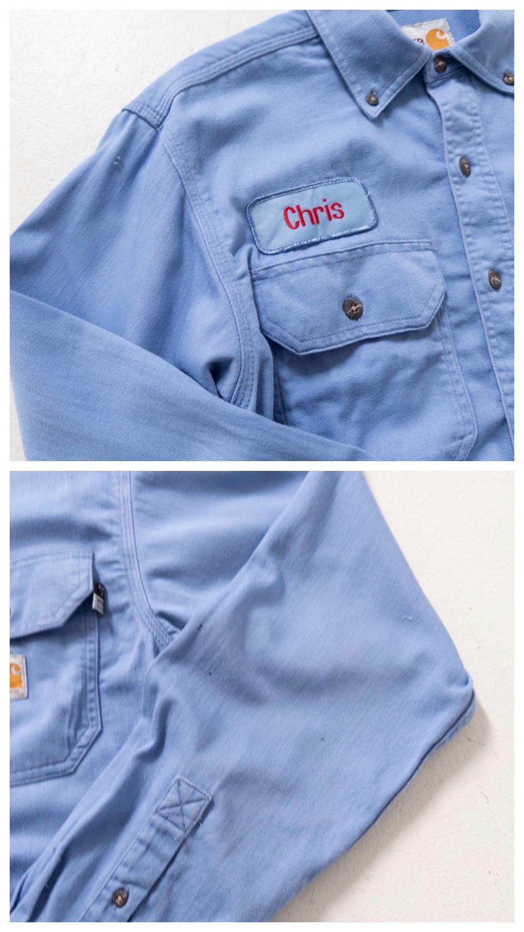 Carhartt Workwear Shirt S M Baby Blue Paint Splatters Buttondown Hemd