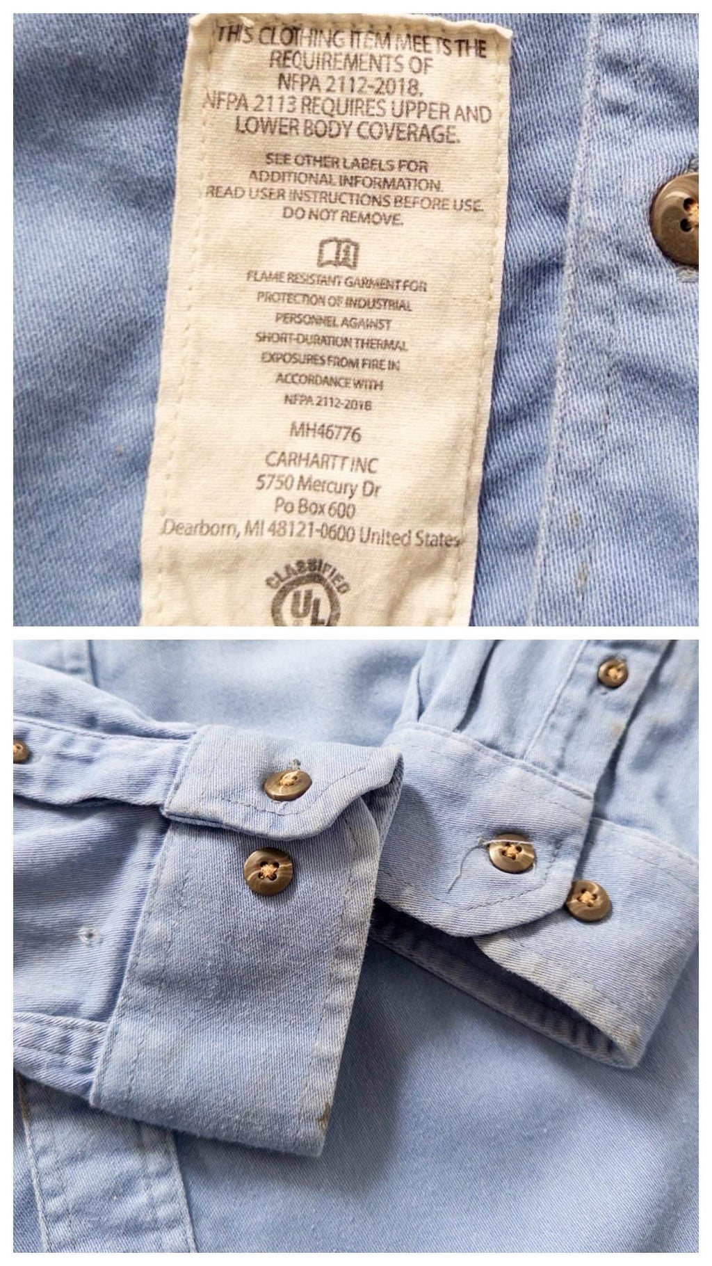 Carhartt Workwear Shirt S M Baby Blue Paint Splatters Buttondown Hemd