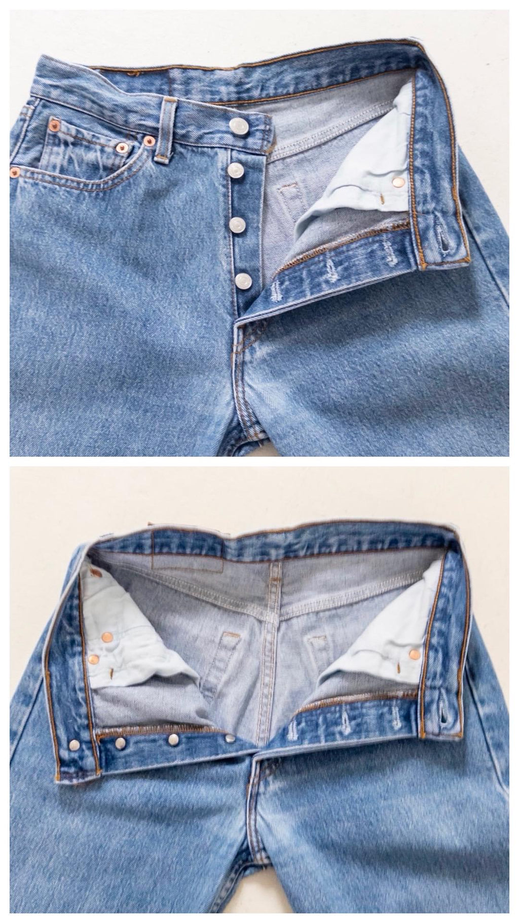 Levis 501 W26 L32 90s Vintage Faded Mid Blue 6501 Denim Made in Belgium 1996