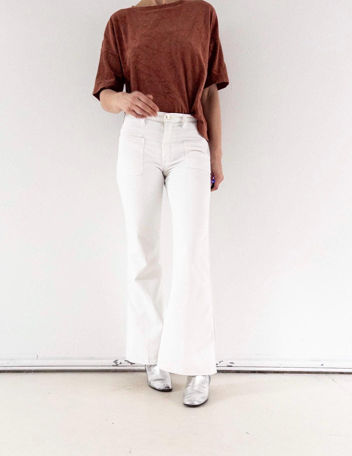 Wrangler Schlaghose W27 L32 Blue Bell White Bellbottoms 60s 70s Vintage Made in Belgium