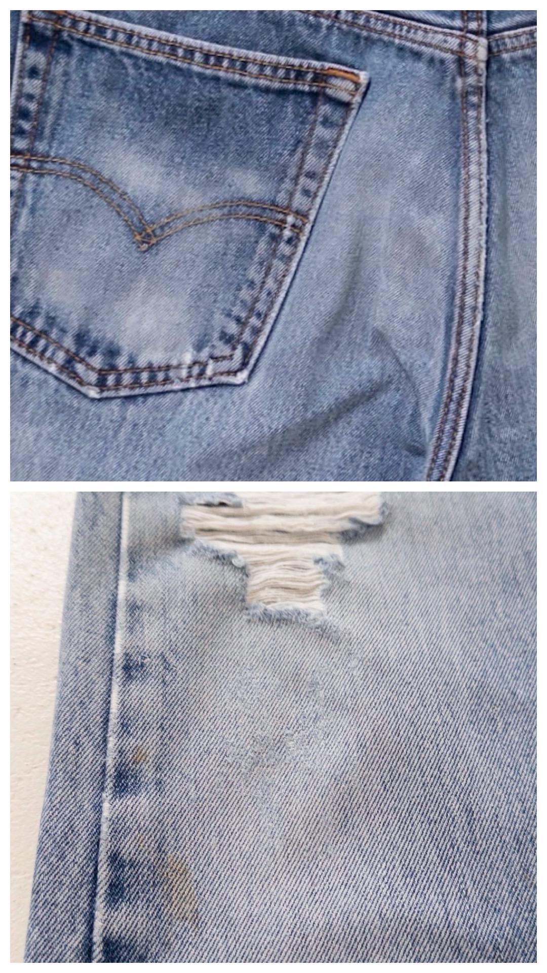 Levis 517 Flared Jeans W31 L32 90s 00s Vintage Thrashed Distressed Faded Mid Blue Boot Cut Denim
