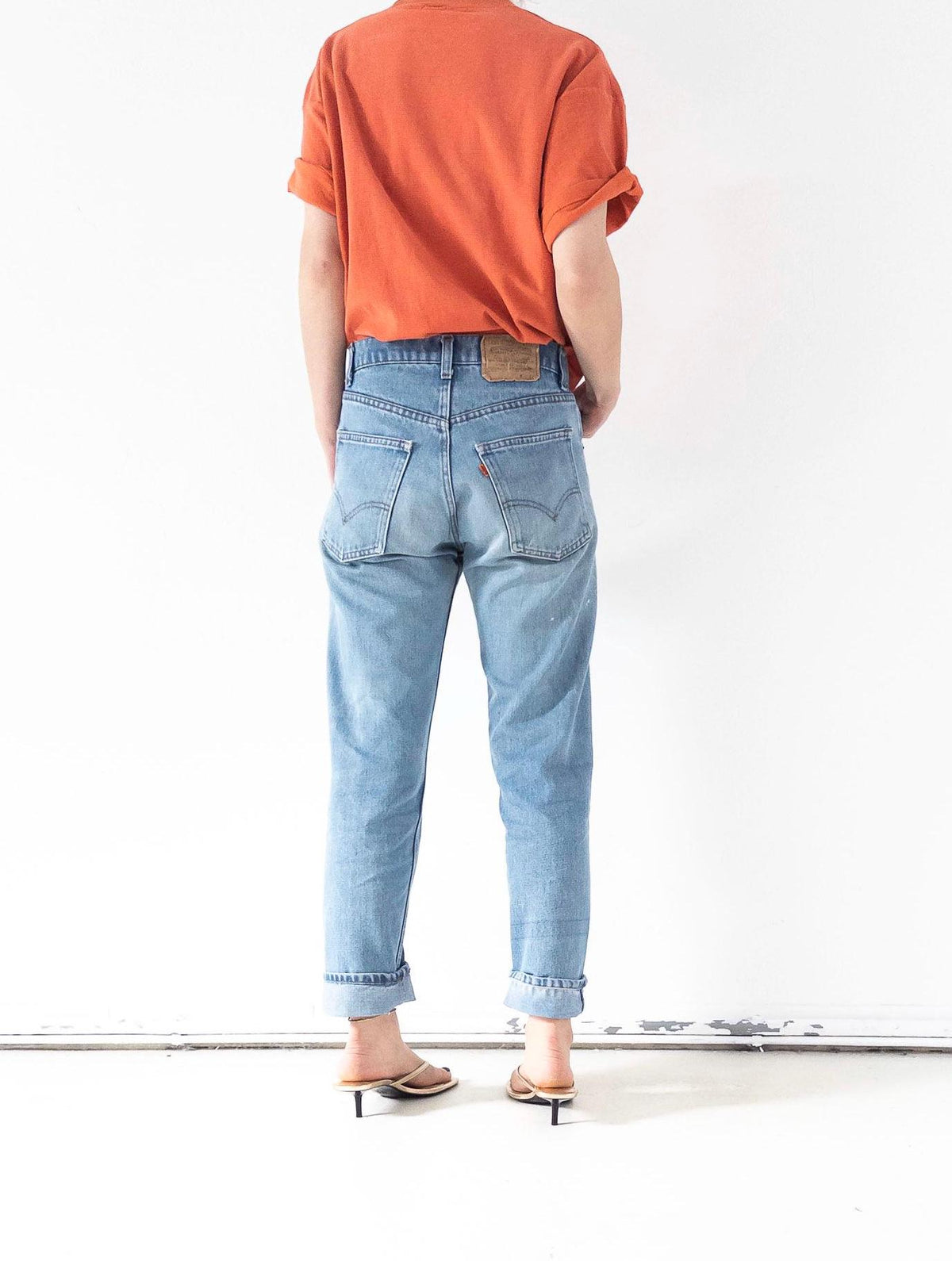 Reserviert für Eva****Levis 505 W29-30 L32 Orange Tab Jeans 70s Vintage Made in USA Faded Light to Mid Blue Painter Denim 1978