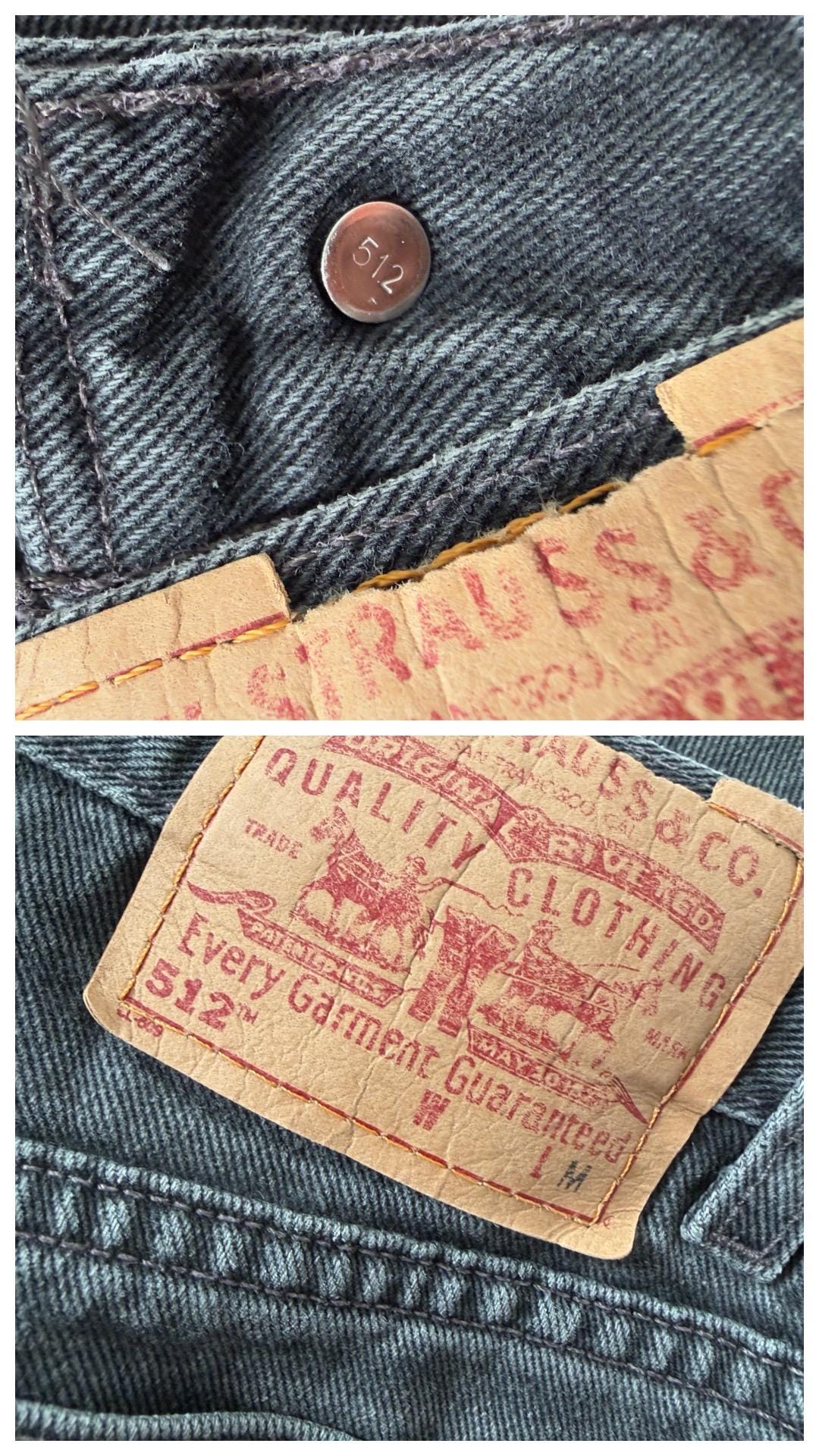 Levis 512 W25 L32 90s Vintage Made in USA Faded Black Slim Denim